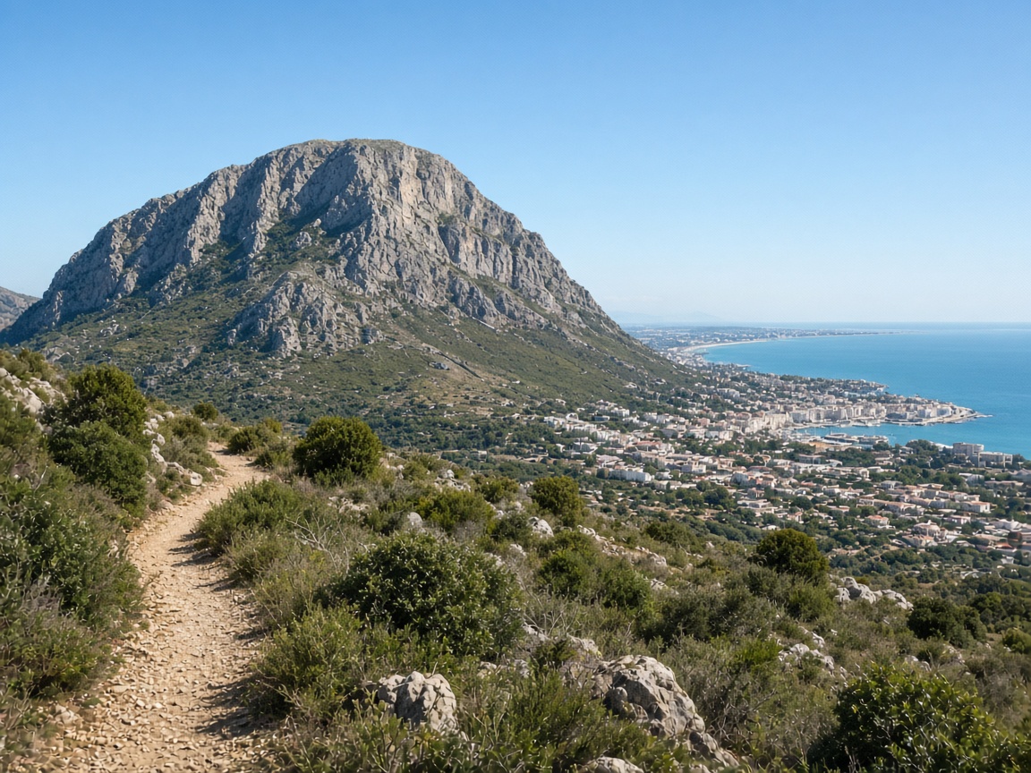 Sentier du Montg&oacute; avec vue sur D&eacute;nia et la mer